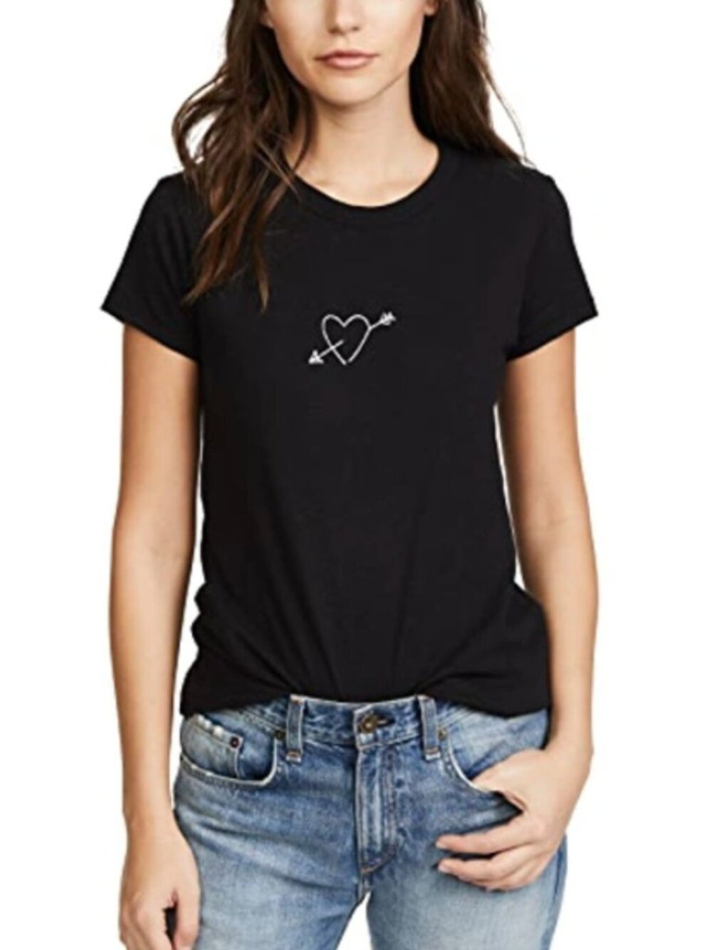 NWT RAG & BONE Heart Arrow Short Sleeve Cotton Tee T Shirt Black Small